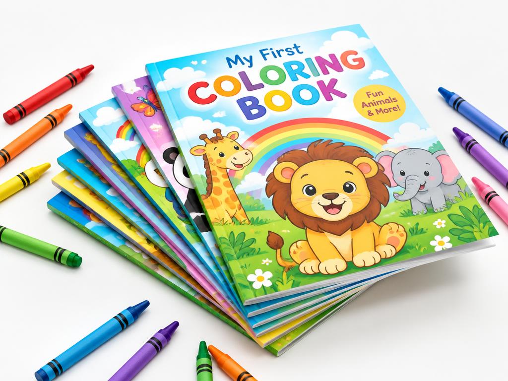 Livros de colorir coloridos com giz de cera